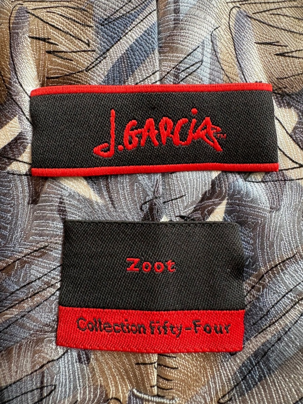 J. Garcia 100% Silk Men's Tie "Zoot" Collection Fifty-Four Abstract Blue Gray
